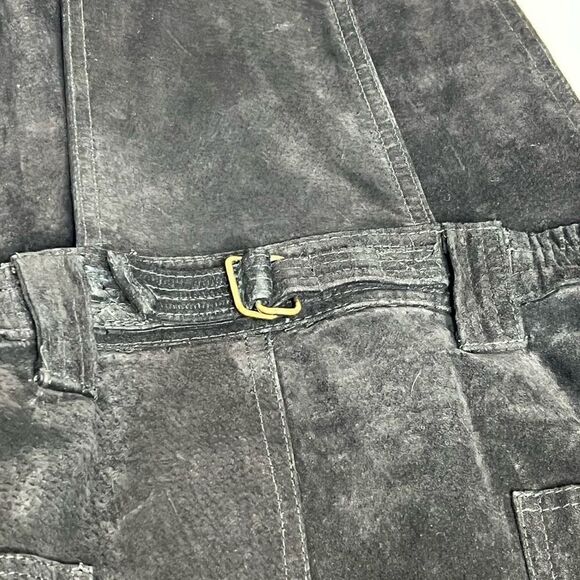 Vintage Don’t Stop black suede short overalls size L - Picture 14 of 16